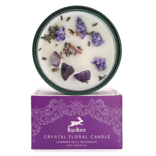 Hop Hare Crystal Magic Flower Candle – The Moon | Amethyst & Lavender Hills | 1