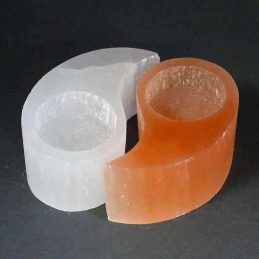 Selenite Yin Yang Candle Holder | Harmony, Light & Balance | 2