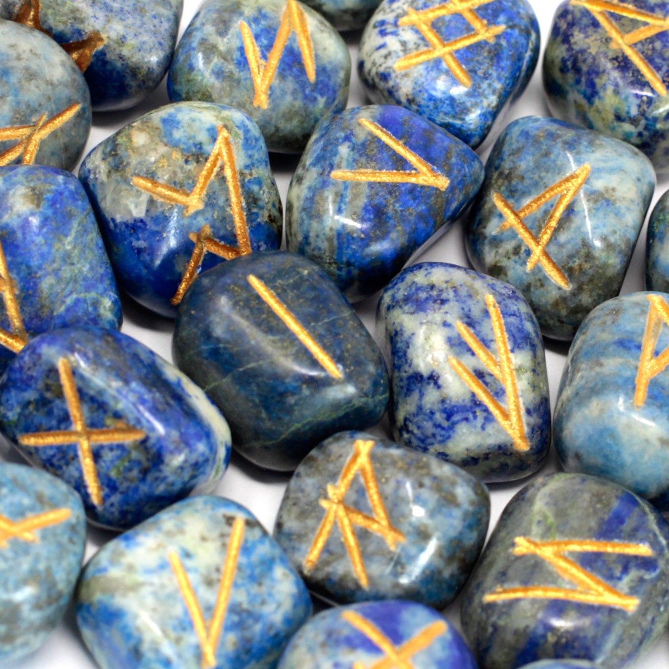 Lapis Rune Stone Set in Pouch | Intuition and Ancient Wisdom | 1