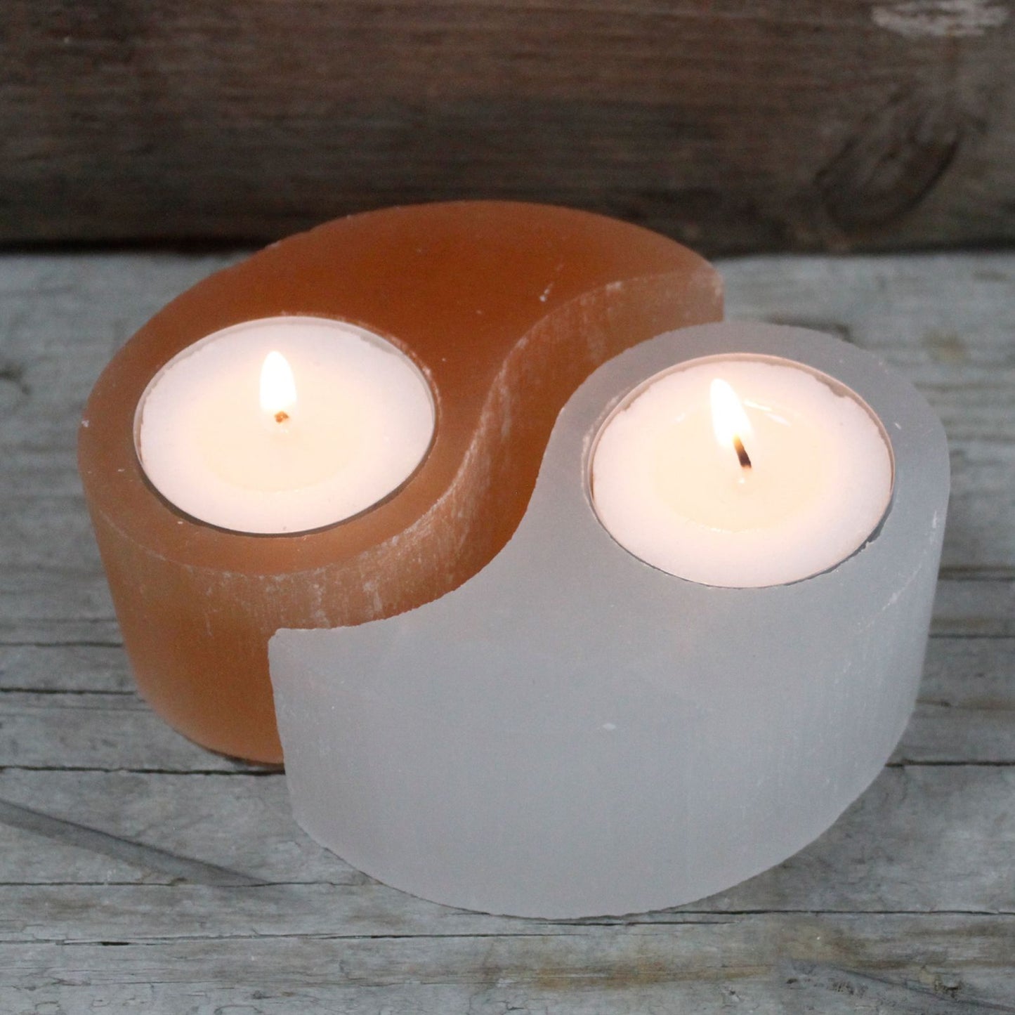 Selenite Yin Yang Candle Holder | Harmony, Light & Balance | 1