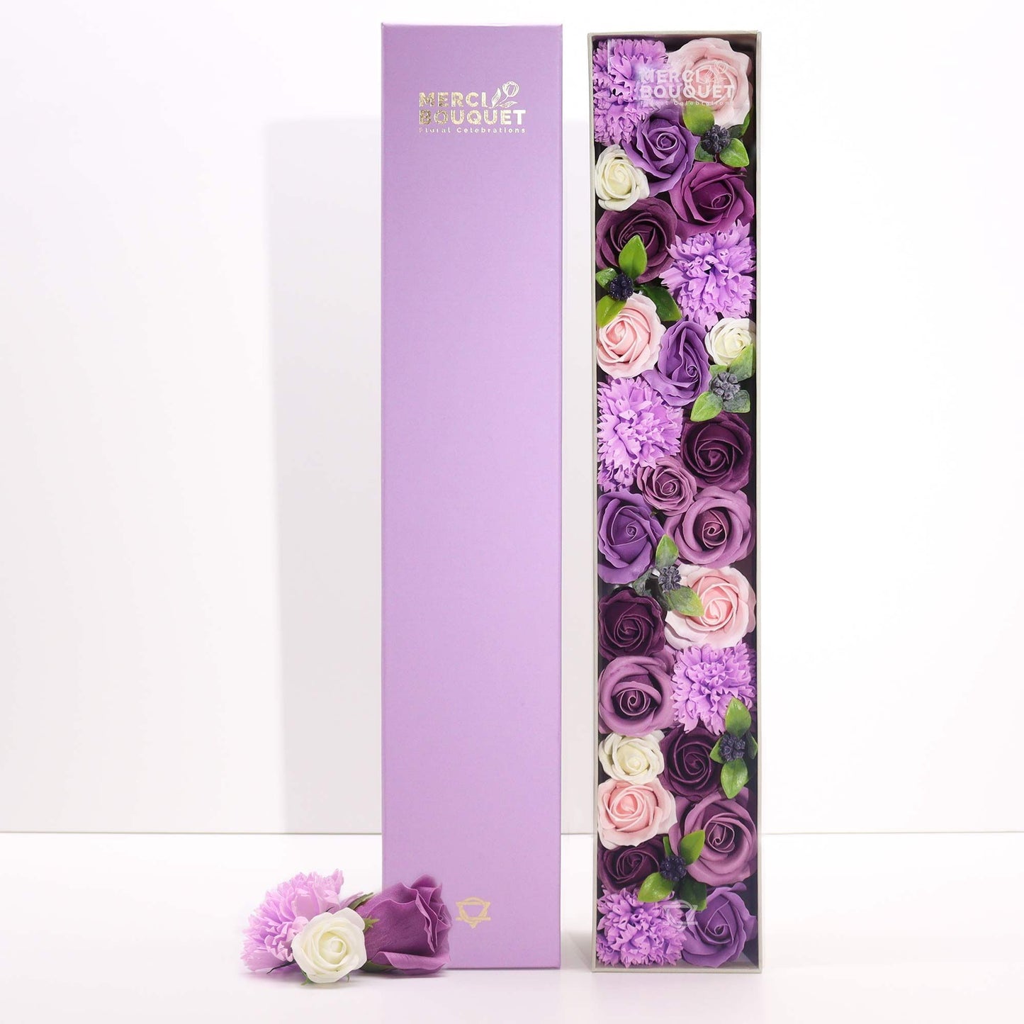 Extra Long Soap Flower Gift Box – Lavender, Rose & Carnation | Gift of Calm & Beauty | 2