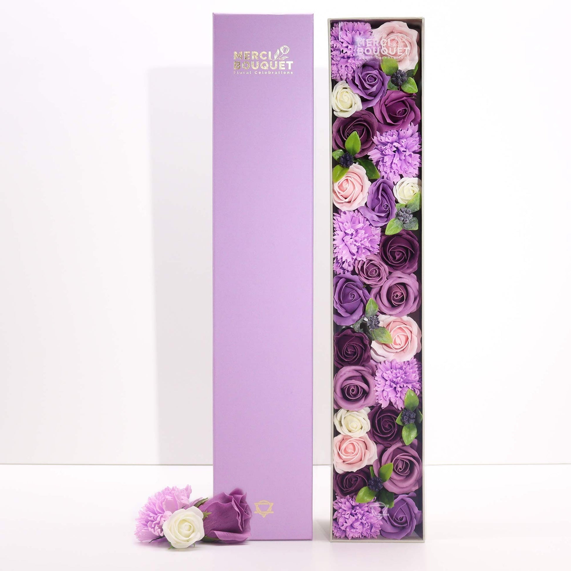 Extra Long Soap Flower Gift Box – Lavender, Rose & Carnation | Gift of Calm & Beauty | 2