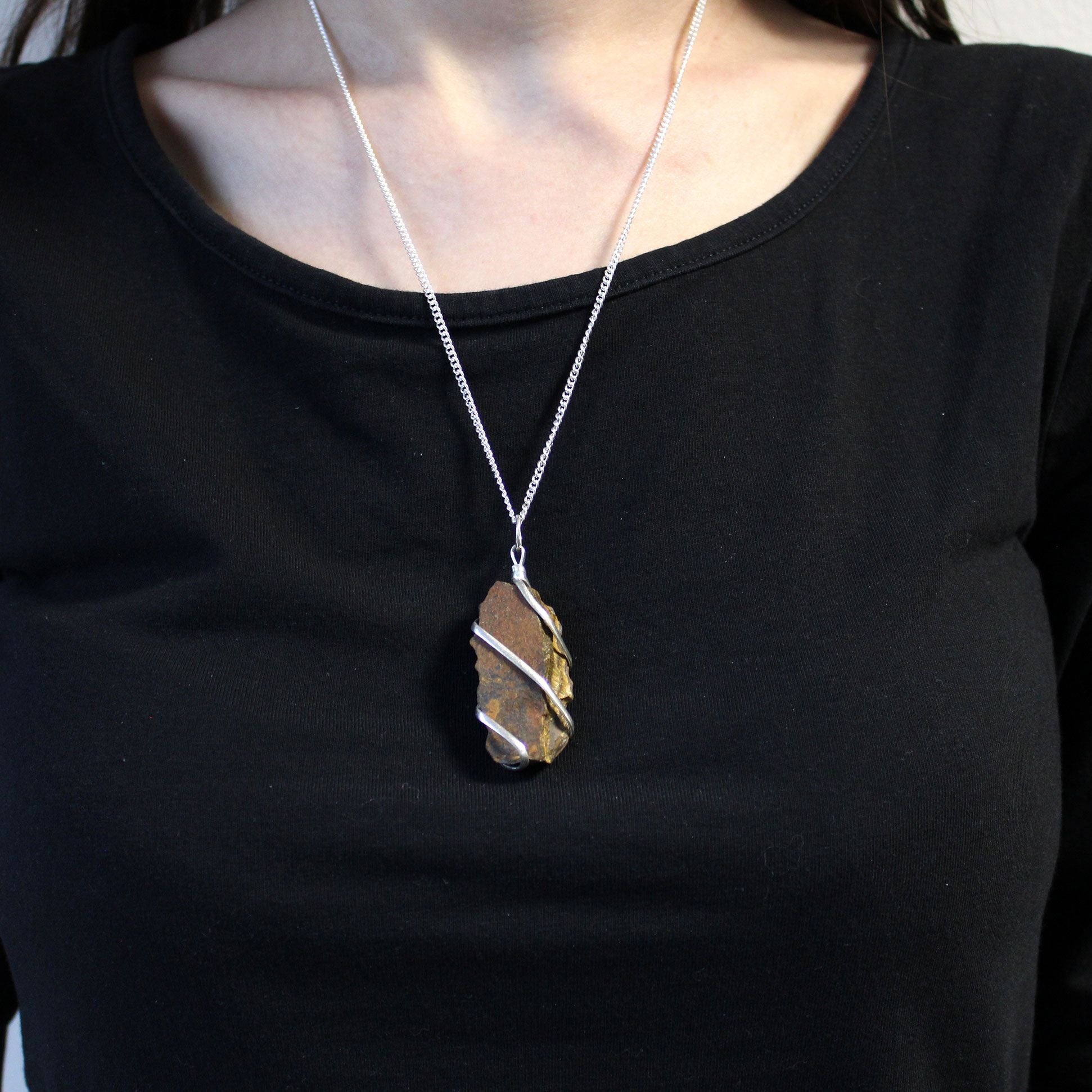 Cascade Wrapped Gemstone Necklace | Tiger Eye | Courage & Strength | 2