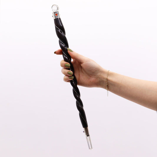 Twisted Wood & Rock Quartz Wand | 30cm | Clarity & Earth Magic | 1