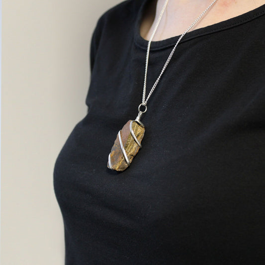 Cascade Wrapped Gemstone Necklace | Tiger Eye | Courage & Strength | 1