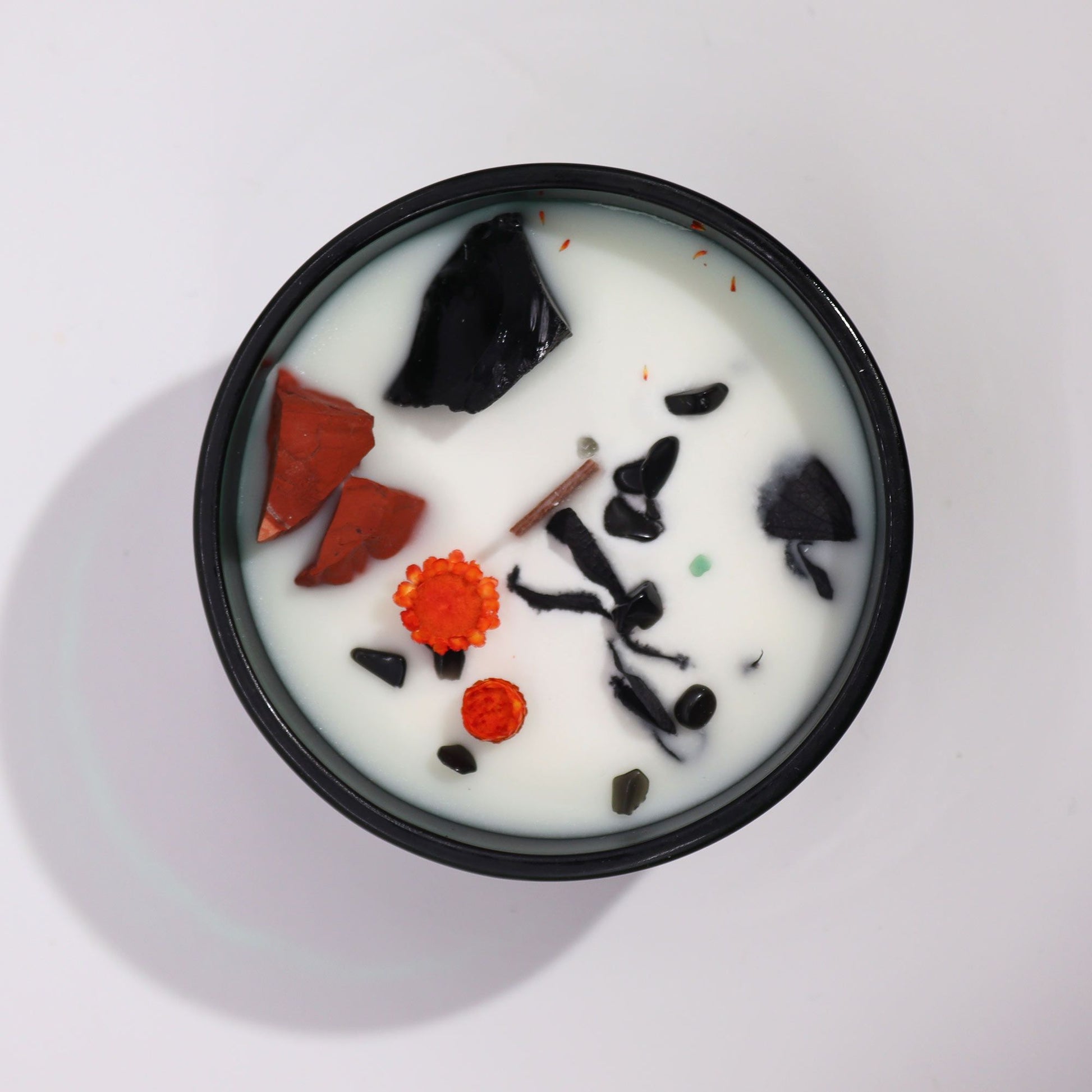 Hop Hare Crystal Magic Flower Candle – The Devil | Red Jasper, Black Agate & Blooming Inferno | 4